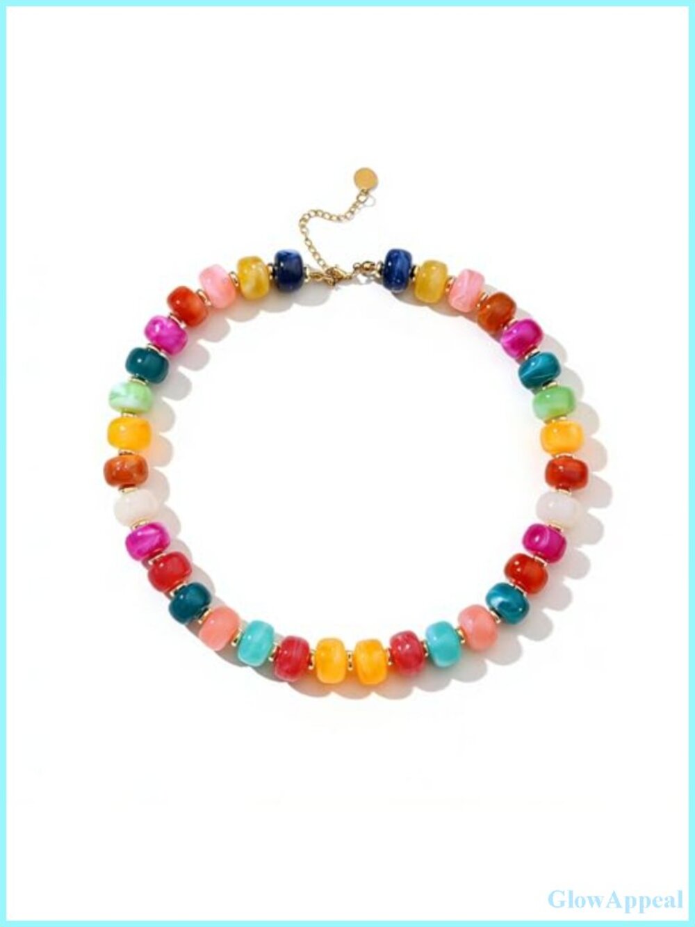 Chunky Beaded Statement Necklace Resin Bead Choker Bohemian Adjustable Women